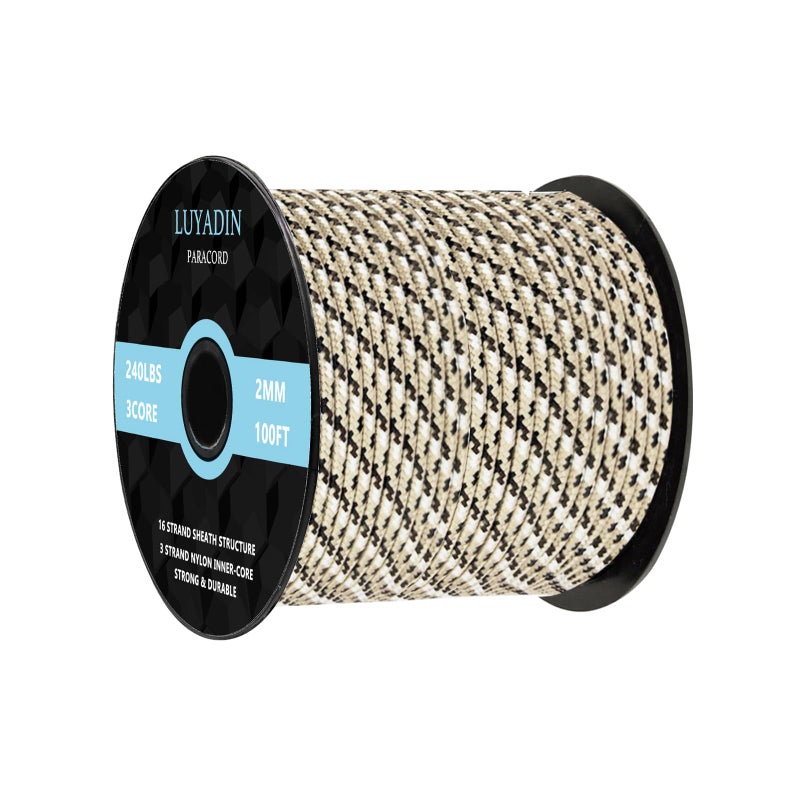 LUYADIN Paracord 240lb - Diameter 2mm Micro Utility Cord -3 Strand Parachute Spool Cord - 100ft 200ft,Paracord for Camping,Hiking,Fishing,Outdoor and DIY - Image 1